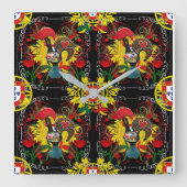 Galo de Barcelos, Portugal Quadratische Wanduhr (Vorderseite)