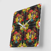 Galo de Barcelos, Portugal Quadratische Wanduhr (Winkel)