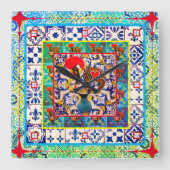 Galo de Barcelos, Portugal Quadratische Wanduhr (Vorderseite)