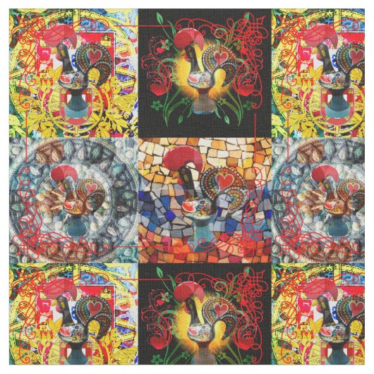 Galo de Barcelos, Portugal Stoff (Nahaufnahme)