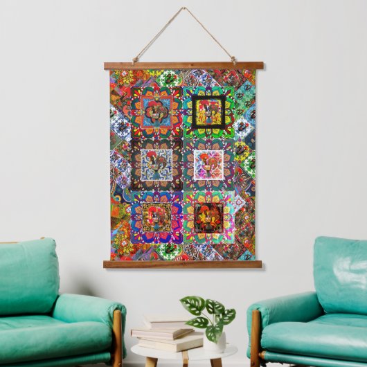 Galo de Barcelos, Portugal Wandteppich Mit Holzrahmen (Wohnzimmer)