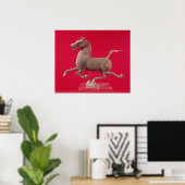Galoping Pferd mit einem Hoof Resten auf einem Poster (Heimbüro)
