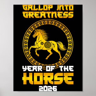 Galopp in die Größe Jahr des Pferdes 2026 Neujahr Poster