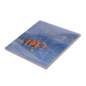 Galopp Pferd und Mond im Schnee Fliese (Seite)