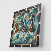 Galopp Pferde Kunst, Dichtung und Musik Quadratische Wanduhr (Winkel)