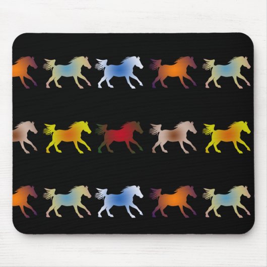Galopp Ponys auf schwarz Mousepad (Vorne)