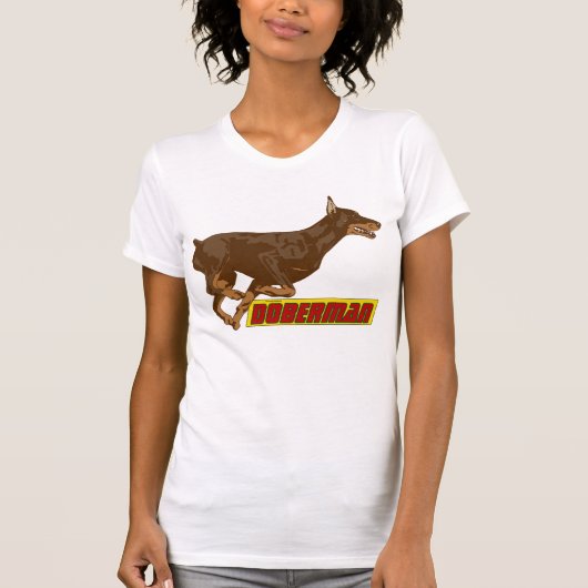 Galoppieren Dobermann-rot T-Shirt (Vorderseite)