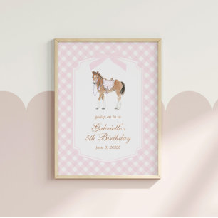 Galoppieren Mädchen Rosa Pferd Geburtstag Poster