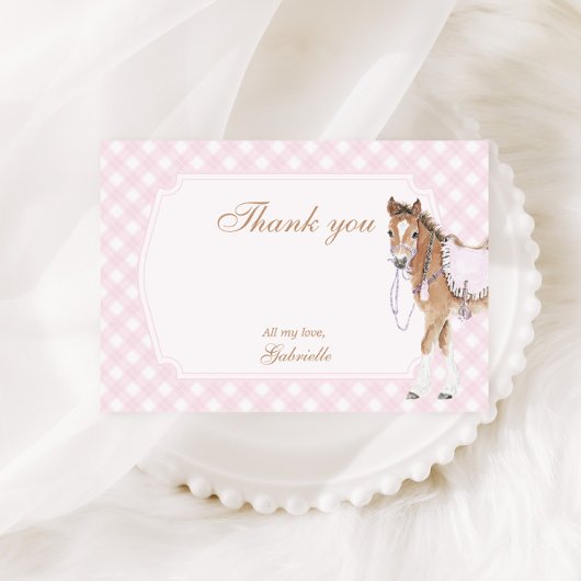 Galoppieren Sie über Mädchen Rosa Pferd Geburtstag Dankeskarte