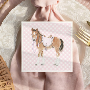 Galoppieren Sie über Mädchen Rosa Pferd Geburtstag Serviette