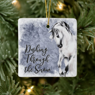 Galoppierend Durch Den Schönen Pferde Weihnachtssc Keramikornament