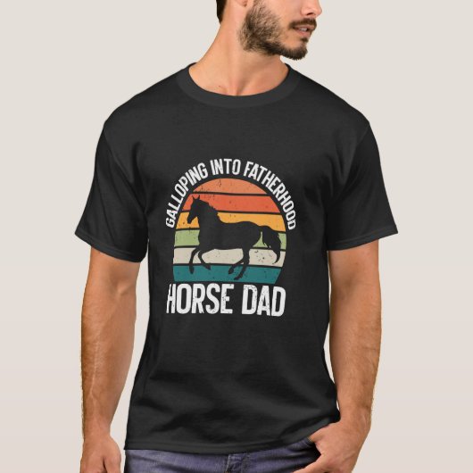 Galoppierend in die Vaterschaft Pferdevater T-Shirt (Vorderseite)