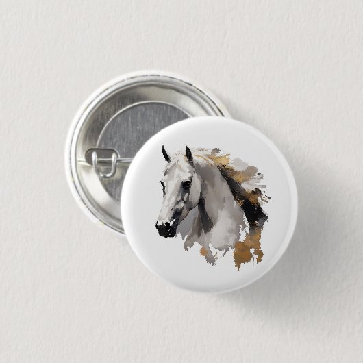 Galoppierende Grace White Horse Kunst Button (Vorne & Hinten)
