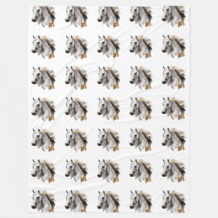Galoppierende Grace White Horse Kunst Fleecedecke