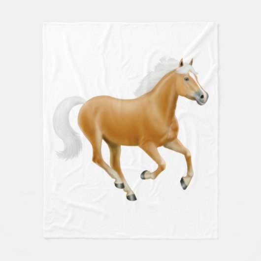 Galoppierende Palomino Haflinger Fleecedecke (Vorderseite)