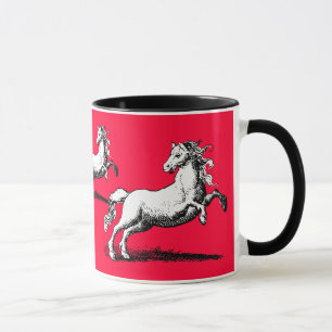 Galoppierende Pferde elegantes Rotes und schwarz Tasse