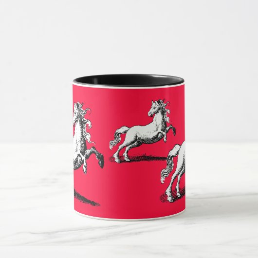 Galoppierende Pferde elegantes Rotes und schwarz Tasse (Zentrum)