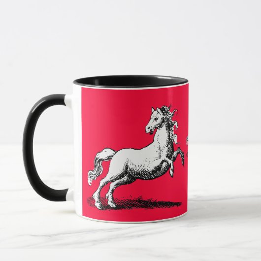 Galoppierende Pferde elegantes Rotes und schwarz Tasse (Links)