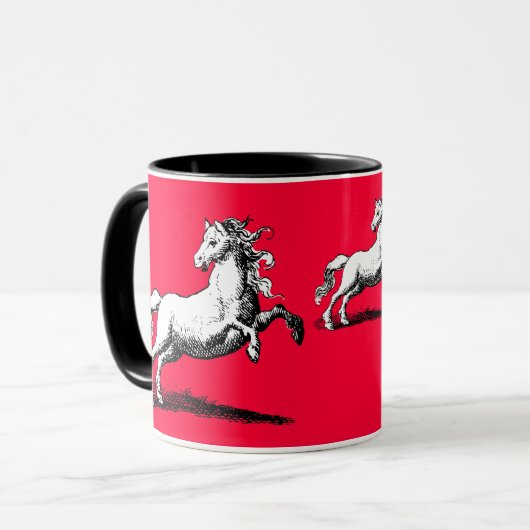 Galoppierende Pferde elegantes Rotes und schwarz Tasse (Vorderseite Links)