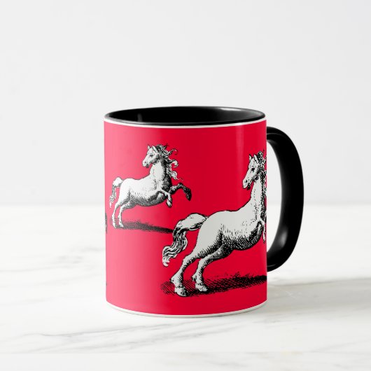 Galoppierende Pferde elegantes Rotes und schwarz Tasse (VorderseiteRechts)