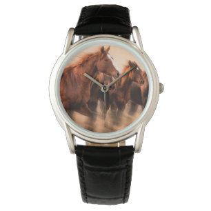 Galoppierende Pferde, Unschärfe und fliegende Mähn Armbanduhr