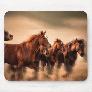 Galoppierende Pferde, Unschärfe und fliegende Mähn Mousepad
