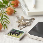 Galoppierender friesischer PferdeSchlüsselanhänger Schlüsselanhänger (Seite)