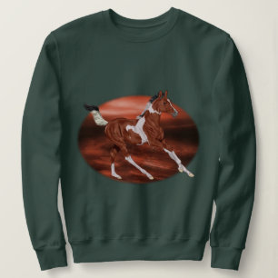 Galoppierendes Fuchsstutfohlen mit weißen Flecken Sweatshirt