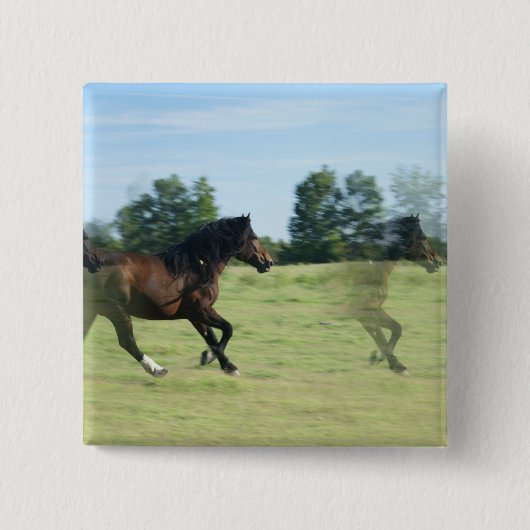 Galoppierendes Mustang-Quadrat-Button Button (Vorderseite)