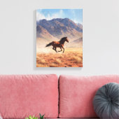 Galoppierendes Mustang-Wüstengebirgs-Kunstwerk Leinwanddruck (Insitu (Wohnzimmer))