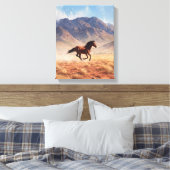 Galoppierendes Mustang-Wüstengebirgs-Kunstwerk Leinwanddruck (Insitu (Schlafzimmer))