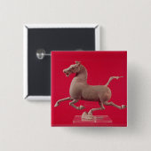 Galoppierendes Pferd mit einem Huf, der auf a Button (Vorne & Hinten)