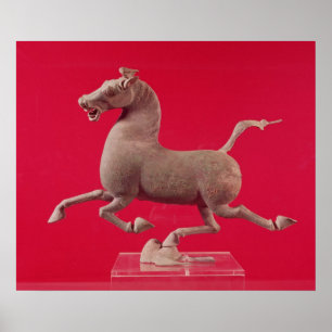 Galoppierendes Pferd mit einem Huf, der auf a Poster