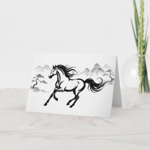 Galoppierendes Pferd Sumi-E-Tinte Kunst Grußkart Feiertagskarte