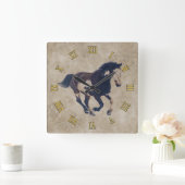 Galoppierendes Pinto-amerikanisches Quadratische Wanduhr (Zuhause)