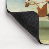 Galoppierendes Rennpferd und angebrachter Jockey Mousepad (Ecke)