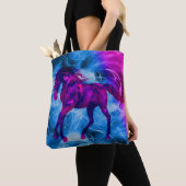 Galoppierendes schwarzes Fantasy-Pferd Kunst Tasche (Von Nahem)