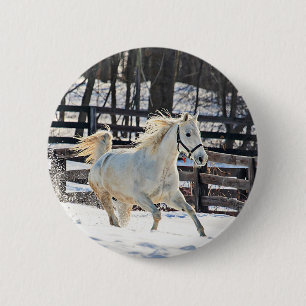 Galoppierendes weißes Pferd Button