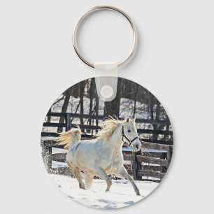Galoppierendes weißes Pferd Schlüsselanhänger