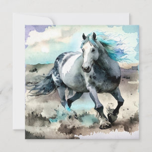 Galoppierendes Zugpferd Aquarell  Feiertagskarte