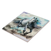 Galoppierendes Zugpferd Aquarell Fliese (Seite)
