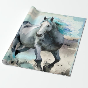 Galoppierendes Zugpferd Aquarell  Geschenkpapier
