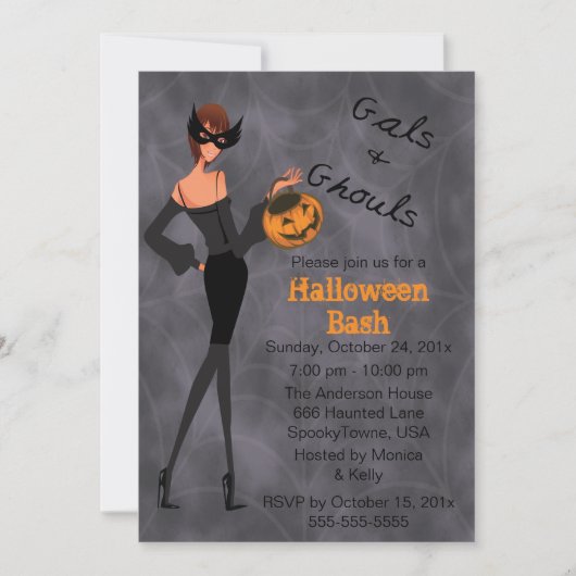 Gals and Ghouls Halloween-Party Einladung (Vorderseite)