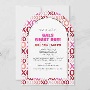 Gals Night Out XOXO Rosa Party Galentine Tag Einladung