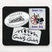 "Galts Gulch", "Taggart Transco…", "Rearden… " Mousepad (Vorne)