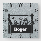 Galvanized metal with toolbox personalized quadratische wanduhr (Vorderseite)