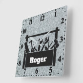 Galvanized metal with toolbox personalized quadratische wanduhr (Winkel)