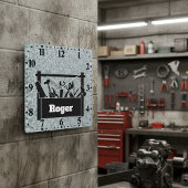 Galvanized metal with toolbox personalized quadratische wanduhr