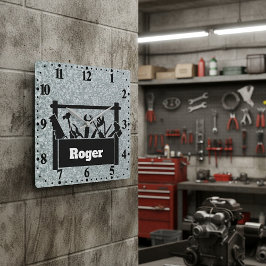 Galvanized metal with toolbox personalized quadratische wanduhr