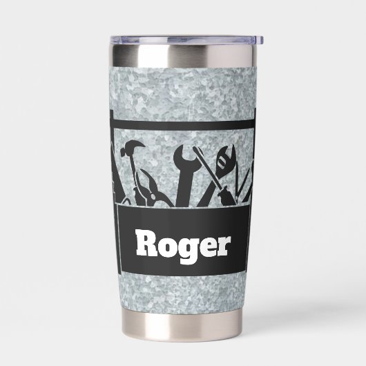 Galvanized metal with toolbox personalized thermobecher (Links)